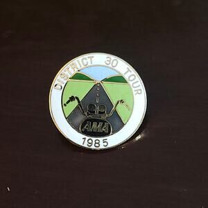 Vintage 1985 AMA District 30 Tour Enamel Lapel Pin Motorcycle Rally